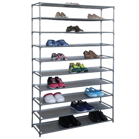 Home Basics 50 Pair NonWoven MultiPurpose Stackable FreeStanding Shoe Rack, Grey SR49182